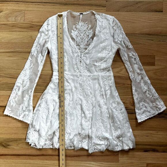 Free People Reign Over Me White Lace Mini Dress 0 - Picture 6 of 8